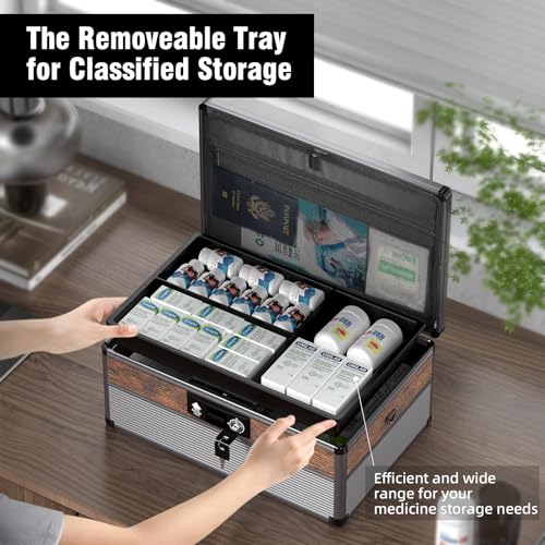 Image of Glosen Medicine Lock Box,locking medicine box, Security Lock Boxes【Extra Large16*10 * 7.5 Inch】 lock box, First Aid Key Safe Box,Lock Box for Medication