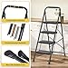 KINGRACK 4 Step Ladder, Sturdy Steel Step Stool with Anti-Slip Wide Pedals, Handrail, Safe-Lock Design, Pass 800lbs Load Testing, Folding Portable Ladder for Multi-Purpose, Home, Kitchen, Black