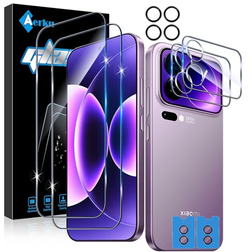 Aerku Verre Trempé pour Xiaomi Mi 17 Pro Max 5G, 2 Avant protection Écran + 2 Arrière Film en Protection écran + 2 Caméra Arrière Protecteur, [Sans...