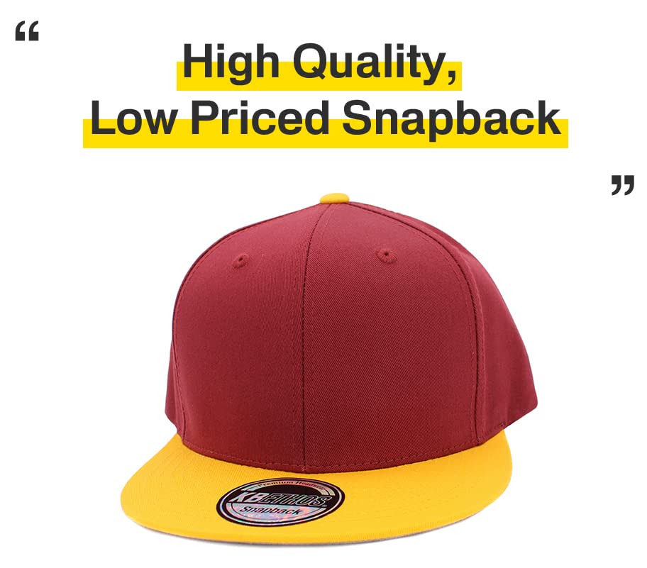 Image of KBETHOS Classic Snapback Hat Blank Cap Underbrim Cotton Wool Blend Flat Visor Adjustable Unisex