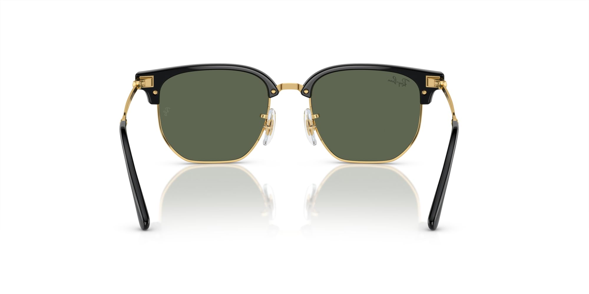 Ray-Ban Gafas de sol para niños, marco negro sobre dorado, lentes verde oscuro, 47 mm