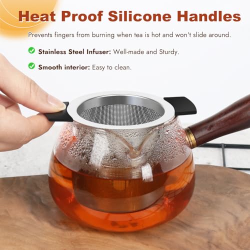 2PCS Tea Infuser for Loose Tea 304 Stainless Steel Strainer with Silicone Heat Proof Handles - Image 4