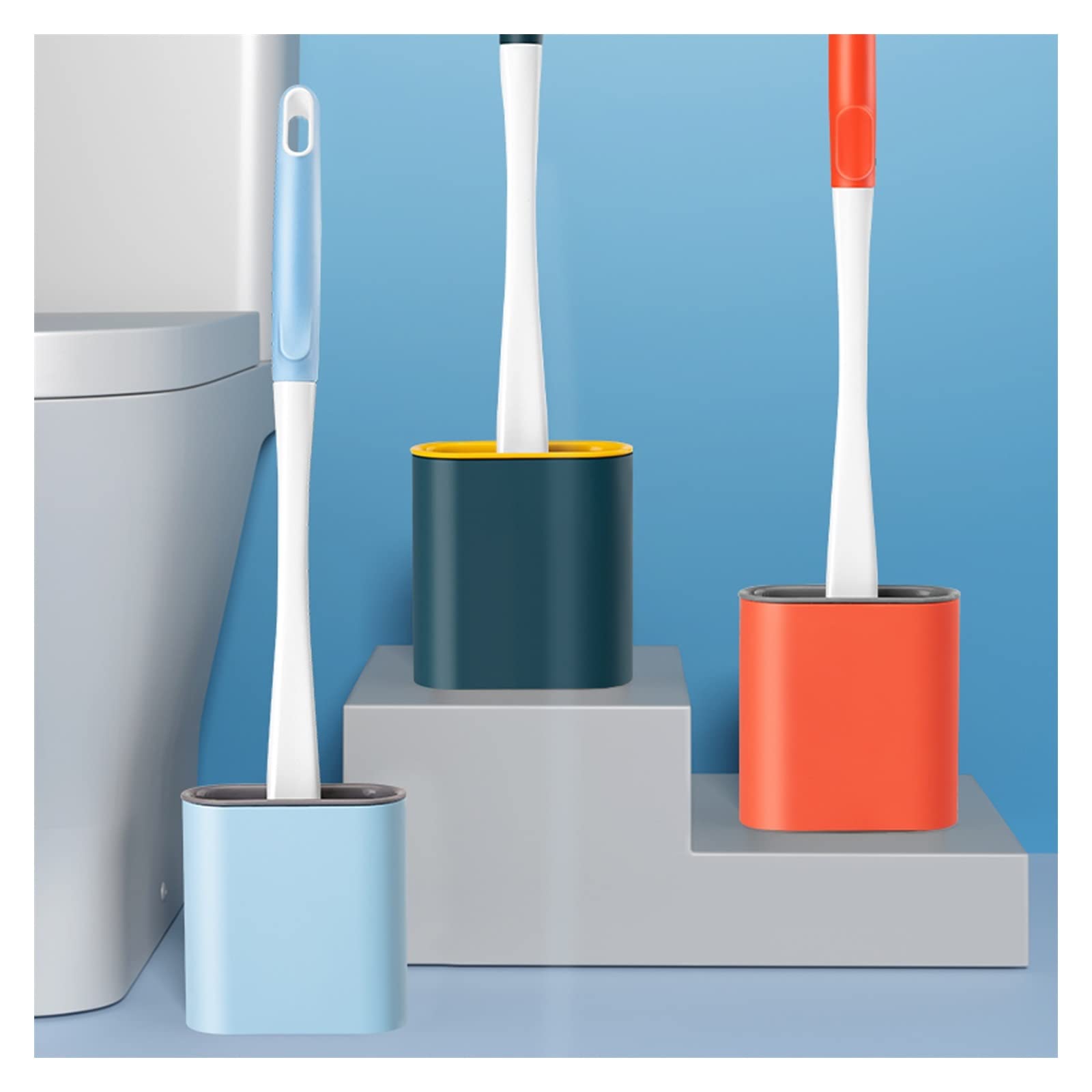Escobillas de Baño/Escobilla WC Silicona Inicio for el baño Cepillo for el baño del baño Juego de inodoro montado en el baño de almacenamiento resistente y duradero Cepillo for el baño conveniente Cep