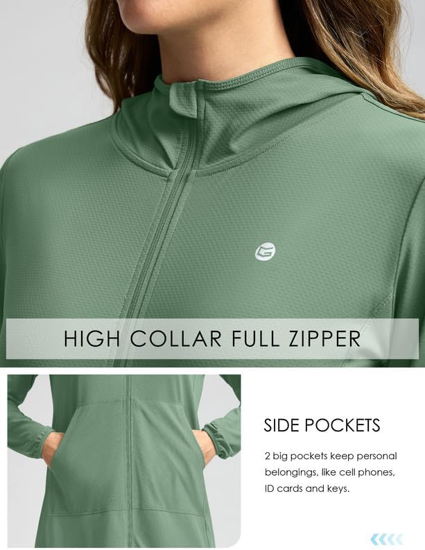 Women's UPF 50+ Swim Cover Up Sun Protection Hoodie Long Jacket SPF Lightweight Beach Cover Ups for Women - Image 5