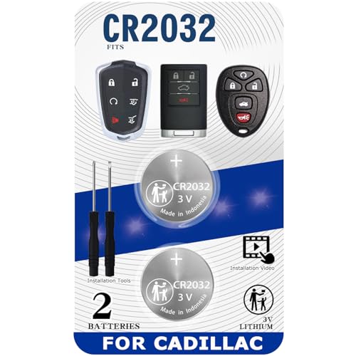 uuam Key Fob Battery Replacement for Cadillac (2006-2023) Fits XT5 Escalade CTS SRX XT4 XTS XT6 ATS DTS CT6 STS Remote Fob (2 Packs) (Check Fitment Guide)
