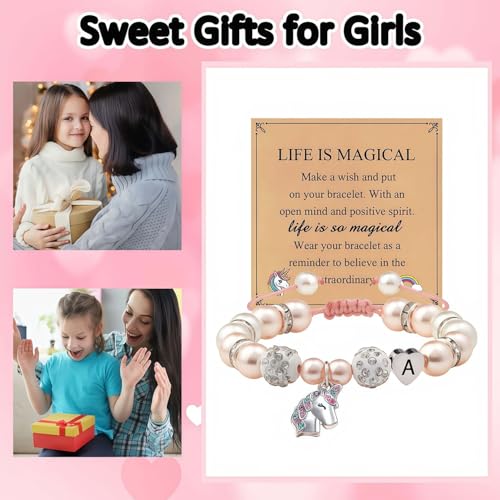 Unicorn Bracelet Gifts - Heart Initial A To S Unicorn Jewelry Unicorns Gifts Rainbow Letter Unicorn Bracelets Birthday Gift3