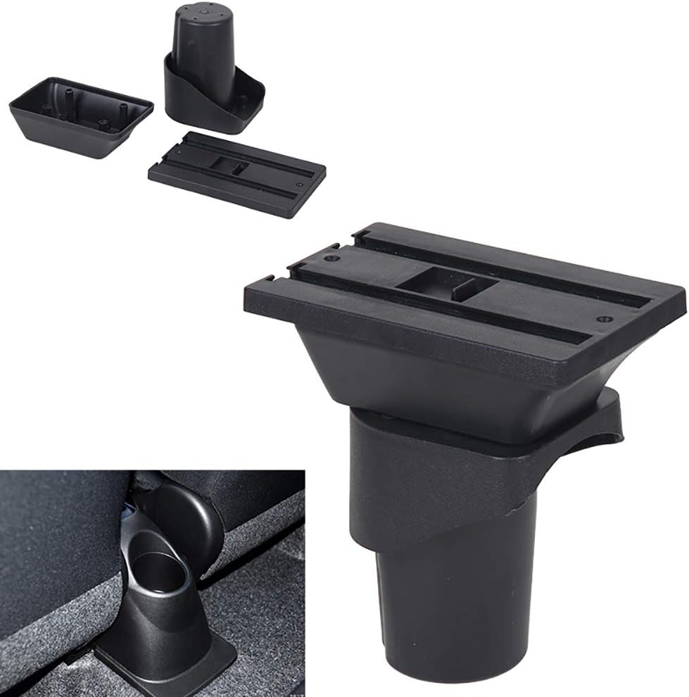 YJYWZH Armrest Box for Nissan March 2010 2011 2012 2013 2014 2015 2016 Automotive Storage Leather Car Center Console with Charging 3 USB Ports Built-in LED Light (Black with Red Thread)