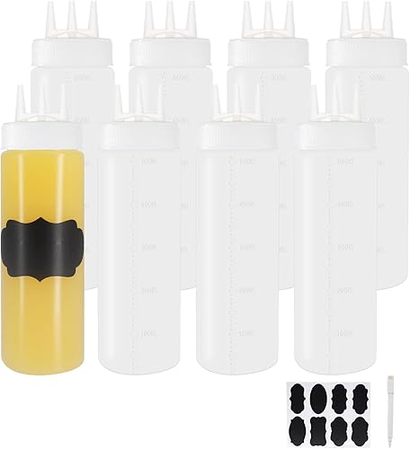 Belinlen Paquete de 8 botellas de condimento de plástico de 16 onzas con 3 agujeros, dispensadores de salsa de tomate para salsa de tomate, disponible en Yaxa Peru