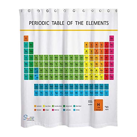 Enzege Periodic Table Elements Shower Curtain Polyester Fabric Waterproof Cover