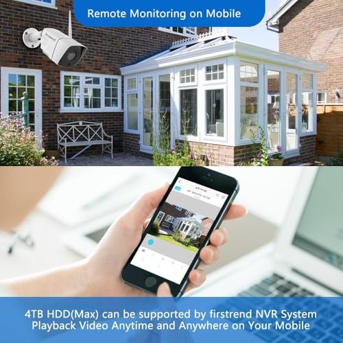 Image of Firstrend Wireless Security Camera System,8CH Wireless NVR System with 4 pcs Security IP Camera and 2TB Hard Drive Pre-Installed, 65 ft Night Vision and Easy Remote Monitoring, 24 /7 Recording