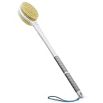 Shower Brush with Soft and Stiff Bristles,20.5 Extra Long Handle Dual-Sided Back Scrubber Bath Brush Body Exfoliator for Wet or Dry Brushing (Grey)(Super Long Handle)