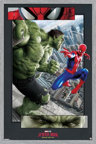 Marvel Spider-Man: Brand New Day (2026) - Eye Battle Wall Poster, 34L" x 22.4W", Gray Framed Version