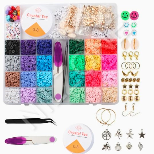 Nilzone Plastic Beads for Kids Crafts Children's Jewelry Making Kit DIY Bracelets Necklace Hairband and Beads for Kids Crafts - Birthday Gift (Design-01)
