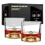 LIITON Mount Fuji Japanese Whiskey Glasses Set of 2, Freezable Old Fashioned Glass Chills Cocktails, Bourbon, Scotch with 1lb of Frozen Crystal, Gifts for Men on Fathers Day, Christmas, Birthday