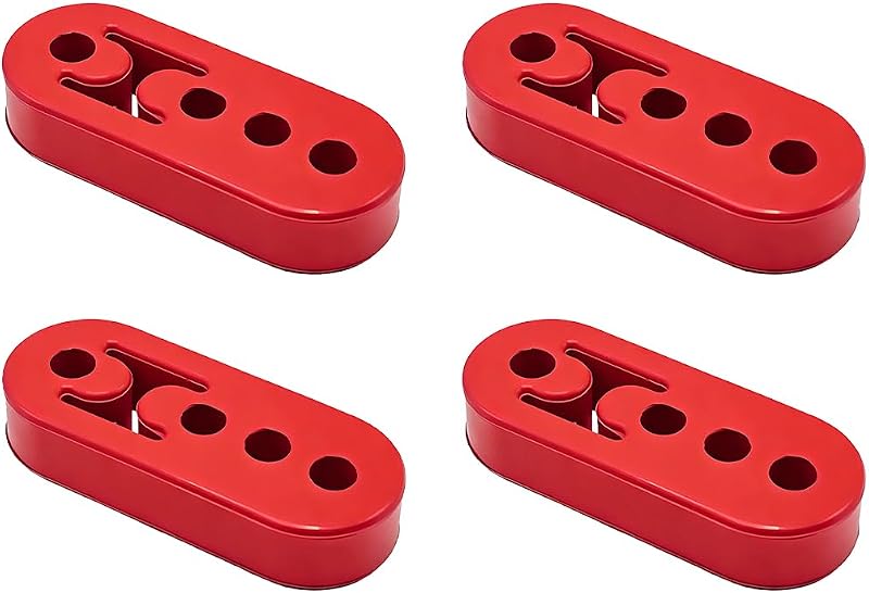 Suporte de borracha para escapamento HAMOJUF com 4 furos ajustáveis – 4 unidades vermelhas