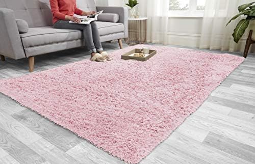 Super Soft FLUFFY Shaggy Rug Anti-Slip Carpet Mat Living Room Large Area Rugs Modern Floor Bedroom Extra Large Size Non Shedding (Pink, 60cm x 110cm (2ft x 3.6ft))