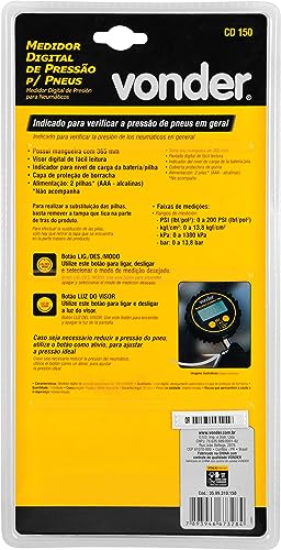 Medidor Digital de Pressão para Pneus Cd 150 Vonder
