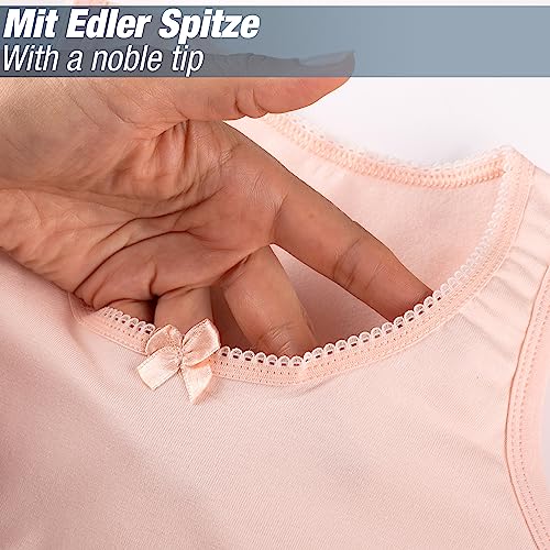 LOREZA ® 6 Mädchen Baumwolle Unterhemden mit Schleife Tank Top (164-170 (14-15 Jahre), Soft - 6 STÜCK)