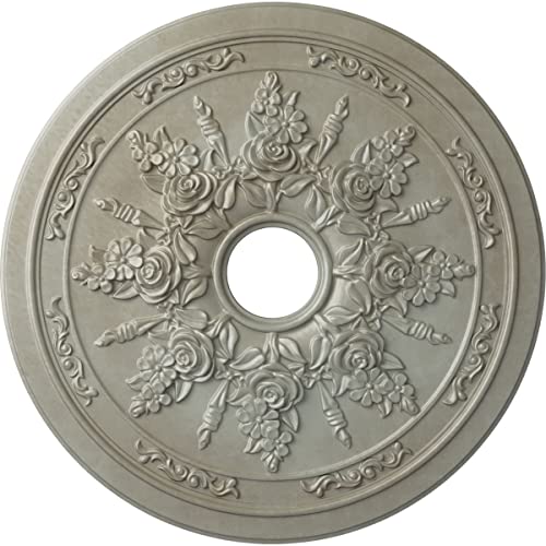 Ekena Millwork CM23ROFLS Rose and Ribbon Ceiling Medallion, Flash Gold
