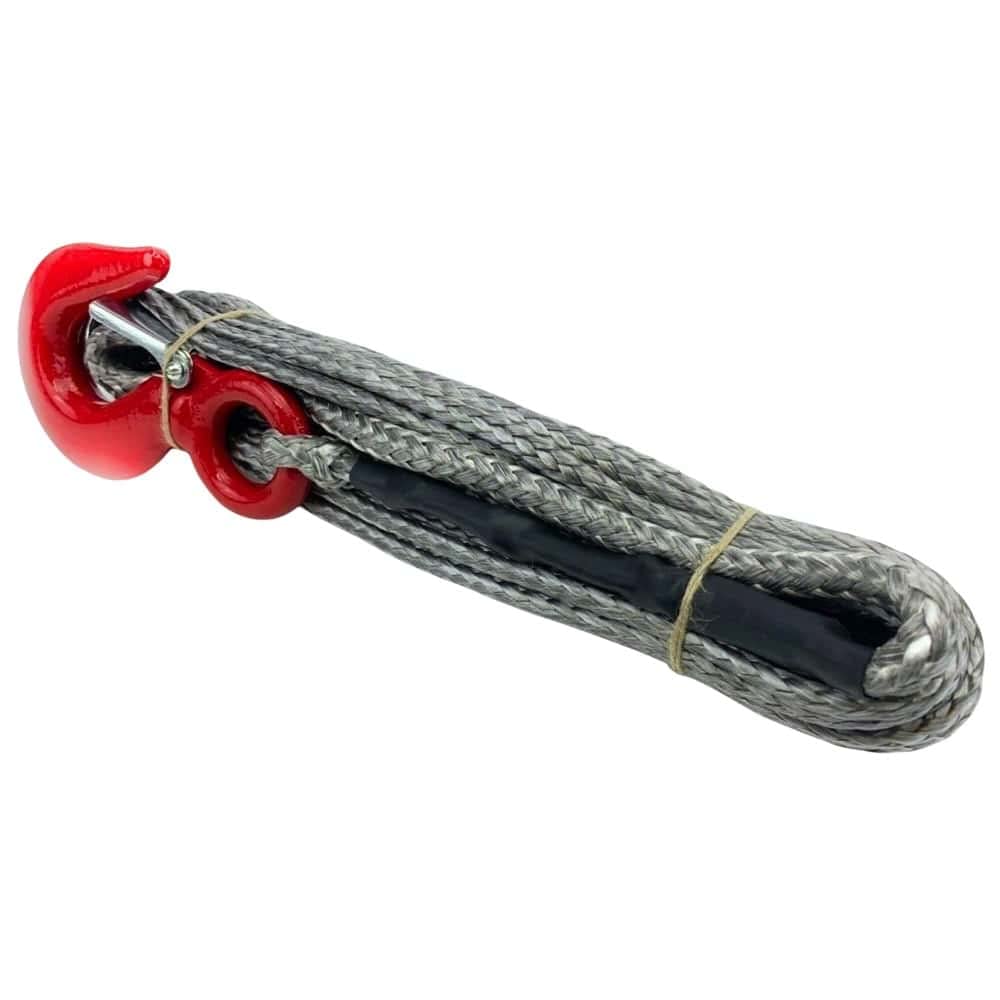 RopeServices UK 12mm Silver Dyneema SK75 Synthetic 12-Strand Winch Rope x 15m With Hook 4x4