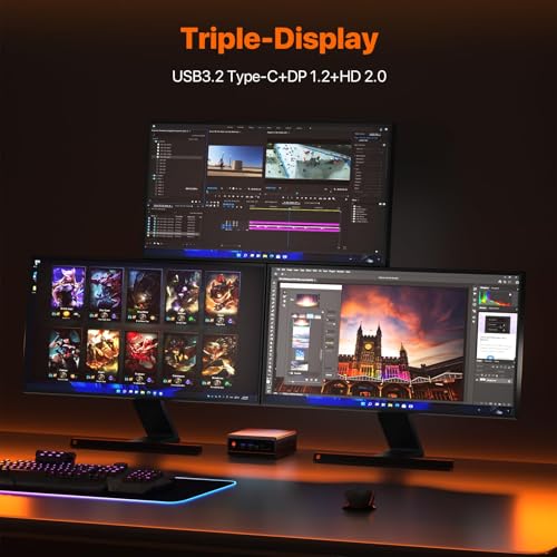 PELADN Mini PC Gaming, Ryzen 5 5600H (Upgraded 5700U,6C/12T, up to 4.2Ghz),16GB DDR4/512GB NVMe SSD,Dual LAN,Type-C/DP/HD,Mini Desktop Computer,WiFi6 4K/60Hz Triple-Display USB3.2/BT5.2 - Image 5