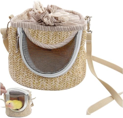 Woven Bird Backpack Carrier Bag for Parrots and Birds, Pet Travel Bag with Adjustable Shoulder Strap for Parrots, Parakeets, Small Pets
