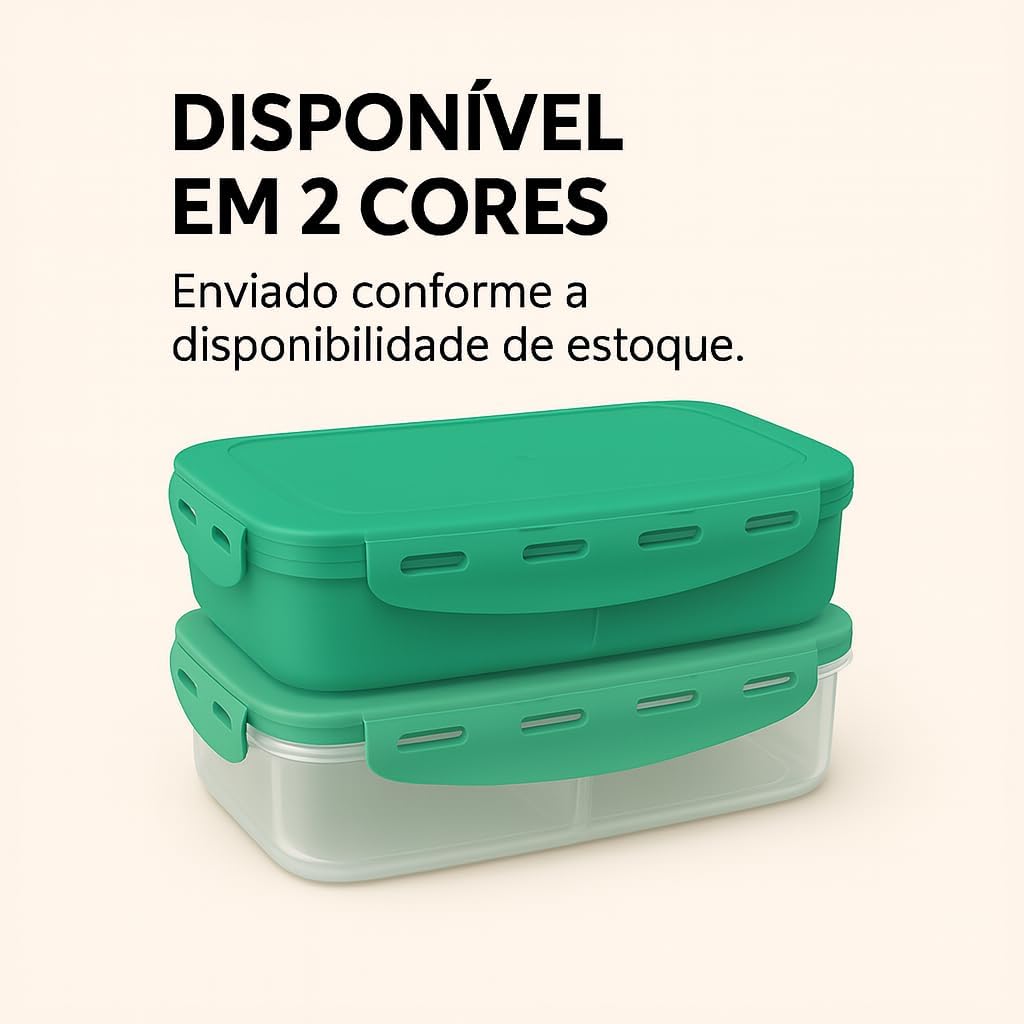 Pote Marmita Hermetico Com Divisorias Microondas Freezer 1 Litro Resistente