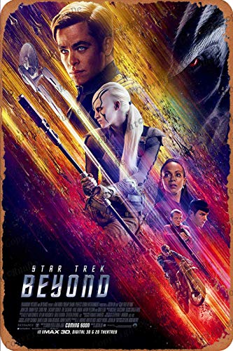 Star Trek Beyond Poster Vintage étain Signe Fer Peinture Plaque Décoration Murale Métal Signe Café Bière Pub Et Homme des Cavernes Rétro Art Affiche 8 * 12 Pouces Cover