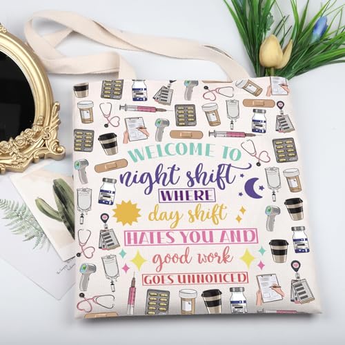 KUIYAI Night Shift Nurse Tote Bag Nurse Appreciation Gift Emergency Nurse Gift Healthcare Worker Gift Student Graduation Gift3