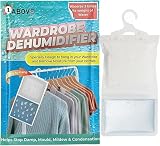 PACK OF 5 Hanging Wardrobe Dehumidifier, Condensation Remover, Moisture Absorber, Dehumidifiers for Damp, Mould, Moisture in Wardrobe, Bedroom, Caravan, Bathroom, Basement - 230 g