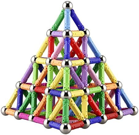 ELONGDI 130 Pieces - Magnetic Building Sticks Building Blocks Set, Magnet Educational Toys Magnetic Blocks Sticks Stacking Toys Set, Non-Toxic Building Toy 3D Puzzle with Storage Bag