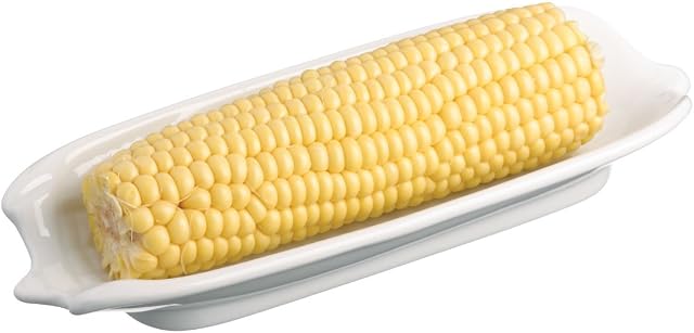 KitchenCraft Corn on the Cob Serving Dish, Porcelain, White, 20 x 8 cm