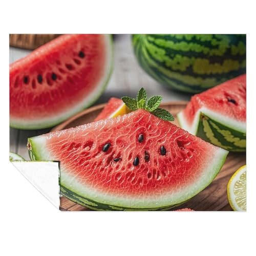 Couverture en micro polaire légère pastèque et citron pour vos soirées canapé