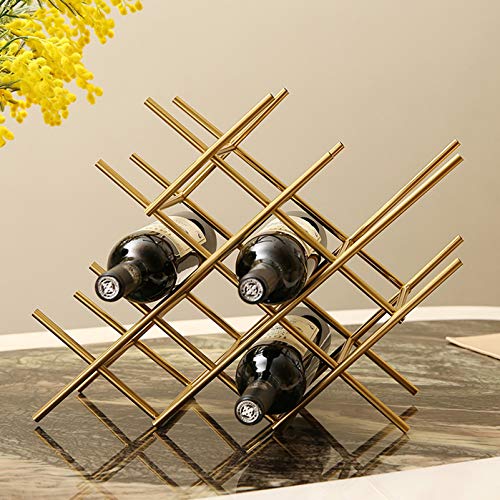 Soporte de mesa para 6 botellas de vino, metal dorado miniatura 3