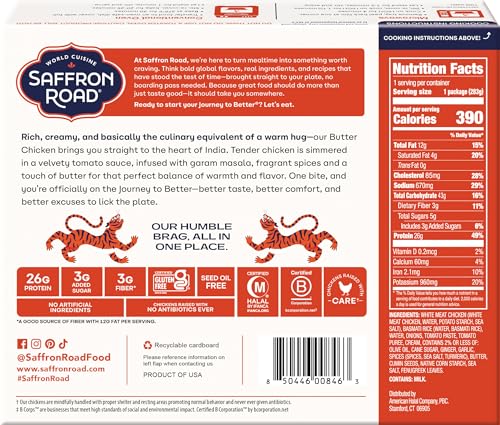 Image of Saffron Road Butter Chicken Frozen Dinner, 10 oz - Antibiotic Free, Gluten Free, Halal