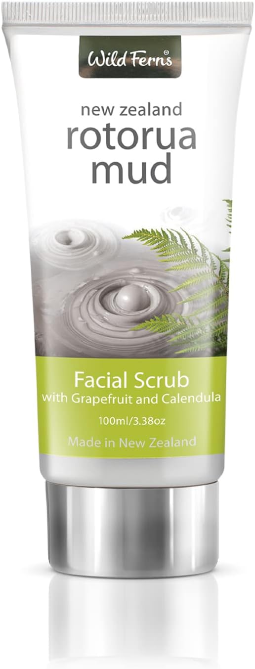 Wild Ferns Rotorua Mud Facial Scrub with Grapefruit & Calendula, 100 milliliters