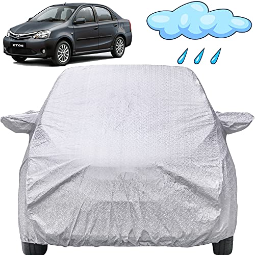 Image of Autofact Waterproof Car Body Cover Compatible with Toyota Etios (2010 to 2021) with Mirror Pockets (Shinning Silver)
