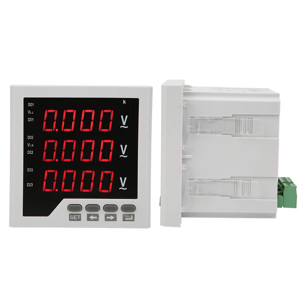 Jeffergarden Medidor de Voltaje CA 450 V, Pantalla LED Programable, Voltímetro Trifásico de Alta Precisión para una Fácil Instalación en Sistemas Eléctricos Industriales
