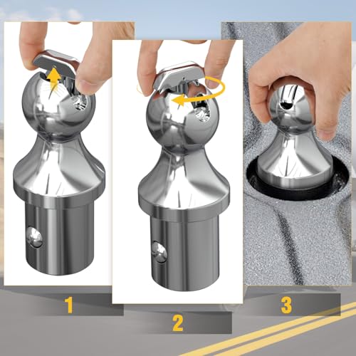 Image of Nilight 60618 Puck System Gooseneck Hitch Ball Kit, Compatible with 2013-2025 Dodge RAM 2500 3500, 2-5 /16 Inch Gooseneck Ball for Truck Bed with 2 Safety Chain Anchors w /Storage Box