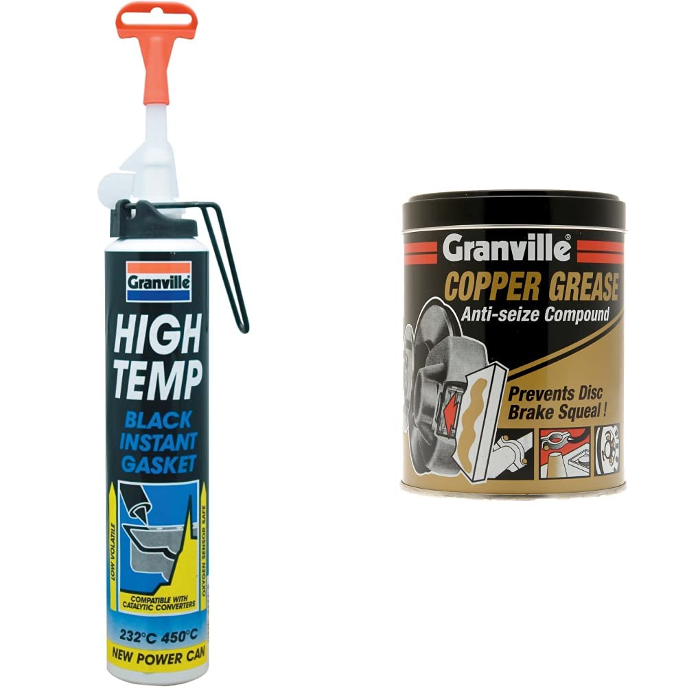 Granville 0458 200ml High Temp Instant Gasket Can - Black & 0149 500g Cooper Grease
