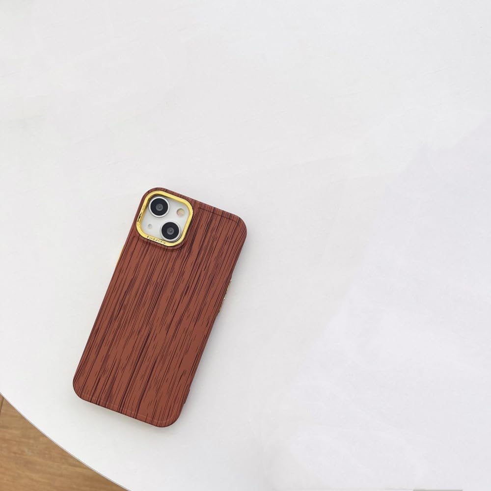 Étui en placage de bois pour iPhone 14 Pro, protection marron chic et rétro - 8