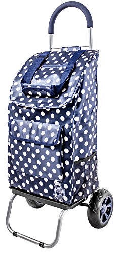 Image of dbest products Trolley Dolly Shopping Grocery Foldable Cart Storage Mom, Blue Polka Dot