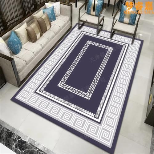 Tapis salon gris géométrique 160x200 cm moquette rectangulaire