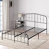 Zinus Heidi Bett 140x200 cm - Höhe 31cm mit Stauraum unter dem Bett - Metall Plattform Bettgestell mit Kopfteil und Fußteil - Schwarz
