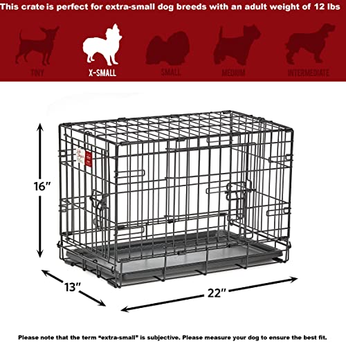 Dog Crate | Midwest Life Stages Xs Double Door Folding Metal Dog Crate | Divider Panel, Floor Protecting Feet, Leak-Proof Dog Pan | 22.5L X 14W X 16H Inches, Xs Dog Breed #TOP7