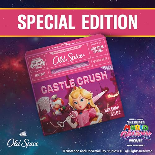 Image of Old Spice Bar Soap for Men, x The Super Mario Galaxy Movie, Cold Pressed with Grit, Made with Natural Oils & Plant Based Cleanser, Celestial Citrus with Sweet Citrus & Berries Scent, 5.0 oz