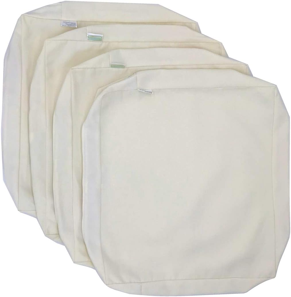 Cream White Outdoor Water Repellent Patio Chair Cushion Seat Pillow Covers (25x25x5 (4 Covers))