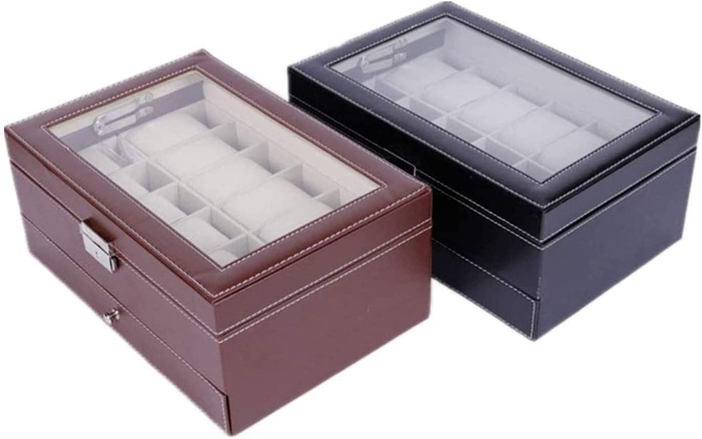 Caja Relojes Caja de Reloj Caja De Reloj con 12 Ranuras, Joyero De 2 Niveles, Anillo, Pendientes, Gafas De Sol, Caja De Almacenamiento De Joyería Estuche de Relojes Caja para Relojes (Blue : BLU, Si