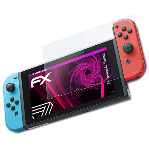 atFoliX Pellicola Protettiva in Vetro plastica compatibile con Nintendo Switch Pellicola Vetro, 9H Hybrid-Glass FX Vetro temperato da plastica protettivo