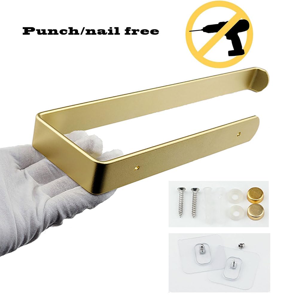 Toalleros de Baño Montado En La Pared,Toalleros De Baño Sin Taladro 31,5cm - Toallero Adhesivo, Toallero Adhesivo Aleación de Aluminio,Juego de Accesorios de Baño(Oro)